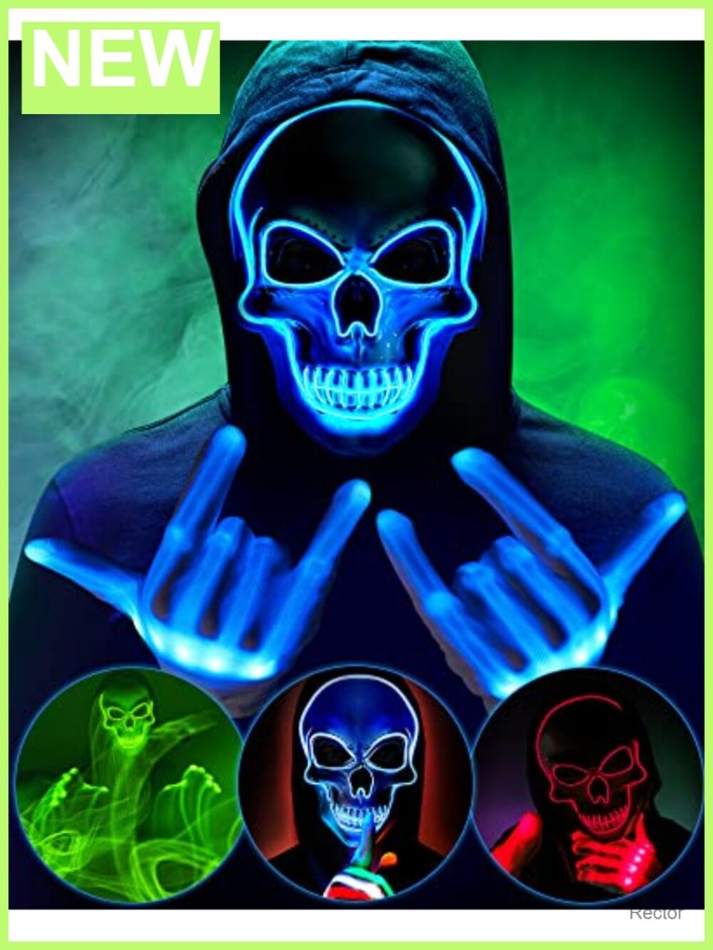 Scary LED Skeleton Mask & Gloves Set Halloween Costume Accessory